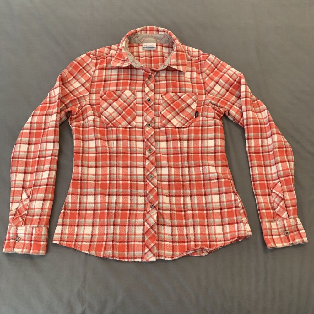 Columbia Flannel Shirt Womens Small‎ Plaid Long Sleeve Button Down Outdoors